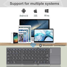Load image into Gallery viewer, ROCK&ROWN Foldable Bluetooth Keyboard, Pocket Size Portable Wireless Keyboard with Touchpad for Mac OS,Android, Windows, Linux, PC, Tablet, with Rechargeable Li-ion Battery-Dark Gray