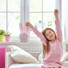 Load image into Gallery viewer, Kids Bunny Alarm Clock with Night Light 6 Ringtones, Cute Touch Control and Rechargeable Snooze Clock for Children Girls Bedroom