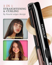Load image into Gallery viewer, DORISILK 500 Degree High Temp Professional Hair Straightener?30s Fast Heating Ceramic Flat Iron ?2 in 1 Hair Straightener and Curler?Plasma Flat Iron Get Frizz-Free ?Dual Voltage for Travel Using