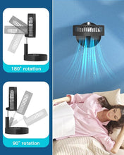 Load image into Gallery viewer, AICase Stand Fan,Folding Portable Telescopic Floor/USB Desk Fan with 7200mAh Rechargeable Battery,4 Speeds Super Quiet Adjustable Height and Head Great for Office Home Outdoor Camping-Black
