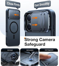 Load image into Gallery viewer, TORRAS Magnetic Shockproof for iPhone 16 Pro Case with Slide Camera Cover & 360° Spin Kickstand, Military Grade Drop Protection, Fit for MagSafe, Anti-Scratch & Anti-Fingerprint, Translucent Black