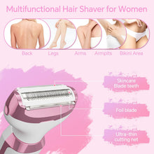 Load image into Gallery viewer, Electric Razor for Women, 4-in-1 Bikini Trimmer & Body Shaver for Nose Hair Face Eyebrow Arms Legs Armpit Underarm Pubic Area, Rechargeable Wet/Dry Painless Hair Removal