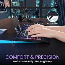 Load image into Gallery viewer, Wireless Keyboard and Mouse Combo- VEILZOR 2.4G Rechargeable Keyboard with Phone Holder, Ergonomic Wrist Rest, 9 RGB Backlit Effects, Silent Keyboard Mouse Set for Windows, Laptop, PC
