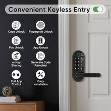 Load image into Gallery viewer, Keyless-Entry Fingerprint Digital Smart Lock: Electronic Door Lock with Code Passcode, Electric Door Knob, Biometric Door Handle (Black)