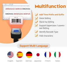 Load image into Gallery viewer, Tera Pro 1D 2D QR Wireless Barcode Scanner with Display Screen Battery Level Indicator Time Display Works with Bluetooth with Charging Cradle Base for Warehouse Supermarket Library HW0006 Pro