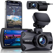 Load image into Gallery viewer, Dual Dash Cam 5G WiFi GPS, Real 4K+HDR 1080P Dash Cam Front and Rear, 3.3 Inch Eye-Care Screen, Super HDR Night Vision, Parking Mode, Dash Camera for Cars with App, G-Sensor, Support 512GB Max