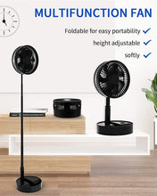 Load image into Gallery viewer, Oscillating Fan Foldaway with Remote Control, 7200mAh Rechargeable Battery Powered Pedestal Fan for Camping, 4 Speed, Timer, Height Adjustment Portable Table Fan for Travel , Outdoor, Home (Black)