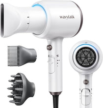 Load image into Gallery viewer, Wavytalk Hair Dryer with Diffuser and Concentrator Professional 1875 Watt Negative Ions Dryer Fast Drying Light and Quiet with Ceramic Technology Nozzle for Women Curly Hair, Matte White