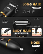 Load image into Gallery viewer, Ufree Body Hair Trimmer for Men, Manscape Ball Pubic Hair Trimmer, 3 in 1 Men Grooming Kit for Groin, Waterproof Body Electric Shaver Razor, Replaceable Ceramic Blade, Gifts for Men, Black