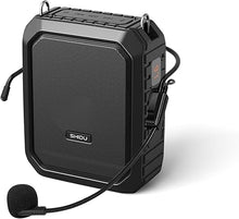 Load image into Gallery viewer, SHIDU Voice Amplifier,18W Portable Megaphone PA Systems Speaker with Wired Mic Headset, IPX5 Waterproof & 4400mAh Rechargeable Battery for Teacher, Tour Guide, Training (Black)