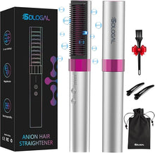 Load image into Gallery viewer, SDLOGAL Rechargeable Hair Straightener Brush, Hair Straightener Comb Straightening Brush for Women, with 5 Temps & Fast Heating, Easy and Fast Salon-Style, Built-in Double Ionic Generators