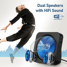 Load image into Gallery viewer, CD Player Portable Bluetooth 5.1 Desktop CD Player with HiFi Sound Speakers,Remote Control,Dust Cover,LED Display,Boombox FM Radio,USB/AUX for Home,Kids (Black)