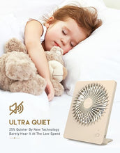 Load image into Gallery viewer, Zuvas Desk Fan Battery Operated Rechargeable 180°Tilt Folding Personal Ultra Quiet Small Portable Fan Beige