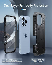 Load image into Gallery viewer, FNTCASE for iPhone 16 Pro Case: Military Grade Drop Proof Protection Mobile Cover with Kickstand | Matte Textured Rugged Shockproof TPU | Protective Sturdy Phone Case - 6.3 inch Black