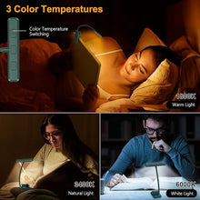 Load image into Gallery viewer, Gritin 19 LED Rechargeable Book Light for Reading in Bed with Memory Function- Eye Caring 3 Color Temperatures,Stepless Dimming Brightness,80 Hrs Runtime On Book Light for Book Lovers-Blackish Green