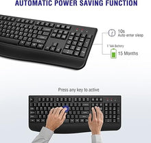Load image into Gallery viewer, Wireless Keyboard, 2.4G Full-Sized Ergonomic Wireless Computer Keyboard with Wrist Rest for Windows, Mac OS Laptop/PC/Desktop/Notebook(Black)