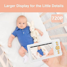 Load image into Gallery viewer, Baby Monitor No WiFi, 5" 720P HD Screen Baby Monitor with Camera and Audio with 30hrs Long Battery Life, Baby Camera Monitor Two-Way Talk, VOX, Infrared Night Vision, Temperature Monitoring