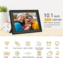 Load image into Gallery viewer, 32GB 10.1 Inch WiFi Digital Picture Frame with 1280x800 HD IPS Touch Screen, Send Photo or Videos via App or Email,Support USB Drive/SD Card Extend Storage,Auto-Rotate,Wall Mountable