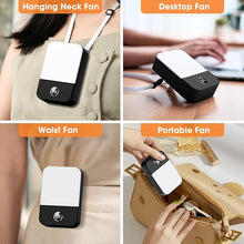 Load image into Gallery viewer, Andwing Portable Neck Fan Rechargeable, Mini Fan Handheld with Waist Clip 3 Speed Adjustable, Leafless Personal Fan for Home Office Outdoor Travel (Black)