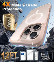 Load image into Gallery viewer, TORRAS Stronger Magnetic & Shockproof for iPhone 16 Pro Case, Military Grade Drop Protection, Compatible with MagSafe, Case for iPhone 16 Pro Slim, Translucent Matte White Back/Desert Titanium Edge