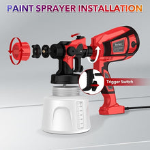 Load image into Gallery viewer, 1000W Paint Sprayer for House Painting 32000RPM Spray Paint Gun with Adjustable 3 Patterns, 1400ml High Capacity Electric Spray Gun with 6 Nozzles Goggles for Fence Furniture Cabinets Home
