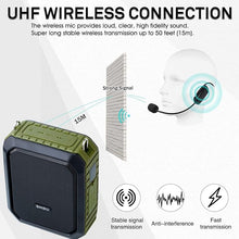 Load image into Gallery viewer, 18W Wireless Bluetooth Waterproof Voice Amplifier Portable Headset Microphone with Speaker Small Personal Microphone for Teachers, Outdoors