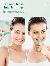 Load image into Gallery viewer, ZORAMI Rechargeable Ear and Nose Hair Trimmer - 2024 Professional Painless Eyebrow & Facial Hair Trimmer for Men Women, Powerful Motor and Dual-Edge Blades for Smoother Cutting Mint Green