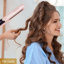 Load image into Gallery viewer, ANGENIL Titanium Flat Iron Hair Straightener and Curler 2 in 1, Anti-Scald Silicone Dual Voltage Hair Straightener, Ionic Pink Flat Iron with Heat Resistant Silicone Mat, Facial Cleansing Brushes