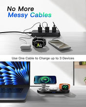 Load image into Gallery viewer, 2024 Upgraded 3 in 1 Wireless Charger, Nano Magnetic iPhone Charging Station for Apple Devices, Fast Mag Safe Charging Pad for iPhone 16/15/14/13/12 Series & AirPods Pro & Apple Watch Series, Black