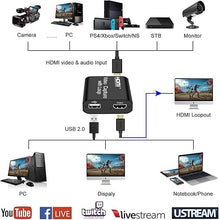 Load image into Gallery viewer, Video Capture Card 4K HDMI Device with Loop Out, Full HD 1080P Game Capture Video Recorder for Live Streaming, Broadcasting or Video Conference,S3/PS4/Xbox One/DSLR/Camcorders