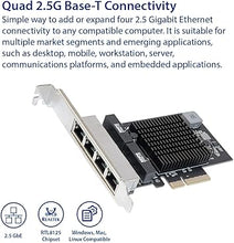 Load image into Gallery viewer, IO CREST Quad 2.5 Gigabit Ethernet PCI Express PCI-E Network Interface Card 10/100/1000/25000 Mbps RJ45 LAN Realtek RTL8125 Chipset, Black (SI-PEX24077)
