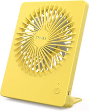 Load image into Gallery viewer, Zuvas Desk Fan Battery Operated Fan Rechargeable 180°Tilt Folding Personal Fan Ultra Quiet Small Portable Fan 3 Speed Adjustable Strong Wind USB Fan For Office Bedroom Home Desktop Camping (Yellow)