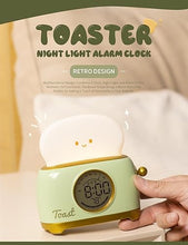 Load image into Gallery viewer, Toast Night Lamp Lights, Cute Toaster Digital Alarm Clock, Dimming LED Breader Lamp 1200mAh Rechargeable Night Light for Bedroom, Bedside, Desktop