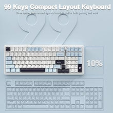 Load image into Gallery viewer, AULA F99 Wireless Mechanical Keyboard, Hot Swappable Custom Keyboard,Pre-lubed Linear Switches,Gasket Structure,RGB Backlit Gaming Keyboard (Blue&White)