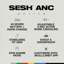 Load image into Gallery viewer, Skullcandy Sesh ANC Active in-Ear Noise Canceling Wireless Earbuds, 48 Hr Battery, IP67 Waterproof, Microphone, Works with iPhone Android and Bluetooth Devices - True Black/Orange