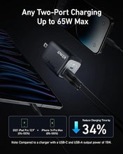 Load image into Gallery viewer, Anker Prime 67W USB C Charger, Anker GaN 3-Port Compact Fast PPS Wall Charger, For MacBook Pro/Air, Pixelbook, iPad Pro, iPhone 15/14/Pro, Galaxy S23/S22, Note20, Pixel, Apple Watch