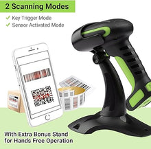 Load image into Gallery viewer, Tera Pro (Extreme Performance) Industrial Wireless Barcode Scanner 2D QR 1D Bar Code Reader 2.4G Wireless 2500mAh Compatible with Bluetooth Drop Resistant for Windows Mac Android iOS Model 8100 Green