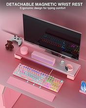 Load image into Gallery viewer, AULA F2088 Typewriter Style Mechanical Gaming Keyboard,Rainbow LED Backlit,Removable Wrist Rest,Media Control Knob,Retro Punk Round Keycaps,USB Wired Computer Keyboard,Pink