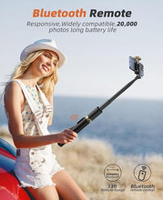 Load image into Gallery viewer, 62" Phone Tripod & Selfie Stick, Tripod for iPhone with Remote, Portable, Lightweight Travel Tripod for Selfies Video Recording Vlog, Extendable Phone Tripod Stand Compatible with iPhone Android
