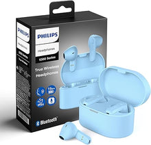 Load image into Gallery viewer, PHILIPS True Wireless Earbuds, TWS Bluetooth 5.3 Headphones, 13mm Drivers, AI Mic for Clear Calls, IPX4 Waterproof, 15 Hours Playtime, Compatible w/iPhone Android & Bluetooth Devices, TAT1138 Blue