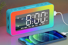 Load image into Gallery viewer, AFEXOA RGB Night Light Alarm Clock for Kids, Teenagers, Adults, Mirrored Clock with Dual Alarms, Snooze, LED Display, USB Charger, Small Dimmable Alarms for Bedtime