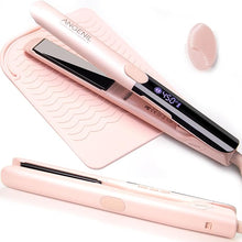 Load image into Gallery viewer, ANGENIL Titanium Flat Iron Hair Straightener and Curler 2 in 1, Anti-Scald Silicone Dual Voltage Hair Straightener, Ionic Pink Flat Iron with Heat Resistant Silicone Mat, Facial Cleansing Brushes