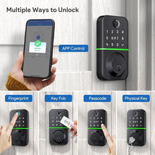 Load image into Gallery viewer, Smart Door Lock Deadbolt with Keypad: Keyless Entry Door Lock - Fingerprint Lock for Front Door - Electronic Lock with Bluetooth and APP Control - Waterproof IP66 for Outdoor