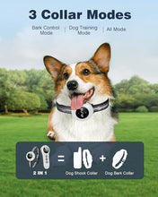 Load image into Gallery viewer, 2-in-1 Dog Shock Collar & Dog Bark Collar - Smart Anti Barking Dog Training Collar with 5 Adjustable Sensitivity & 3300FT Remote for All Breeds IP67 Waterproof Rechargeable E-Collar (White)