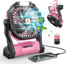 Load image into Gallery viewer, ONLYNEW Portable Fan Rechargeable, 20000mAh Cordless Battery Powered Fan with LED Lantern,Table Fan, USB C Battery Operated Fans for Travel Bedroom Home Camping Tent Office Beach Desk Fishing