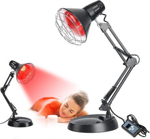 Load image into Gallery viewer, Infrared Red Light Therapy with Sturdy Base, Infrared Heat Lamp Device with 150W Bulb, Adjustable Near Infrared Light Heat Lamp Set for Body Neck Shoulder Joints Back Pain Relief(Black)
