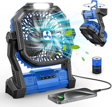 Load image into Gallery viewer, Portable Fan Rechargeable, Cordless Battery Powered Fan with LED Lantern, 20000mAh Table Fan, USB C Battery Operated Fans for Travel Bedroom Home Camping Tent Office Beach Desk Picnic Barbecue Fishing
