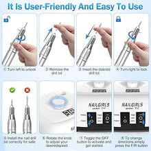 Load image into Gallery viewer, NAILGIRLS Nail Drill, Professional 35000RPM Electric Nail File Corded Electric Nail Drill Machine with Foot Pedal, Nail Grinder Nail Dremel for Remove Acrylic Nails Gel Polish Manicure Salon Home Use