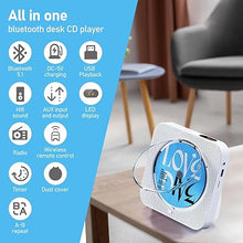 Load image into Gallery viewer, CD Player with Speakers Bluetooth Desktop CD Players for Home Kpop Music CD Player with LED Screen FM Radio Remote Control Timer Support AUX USB TF Card Playback