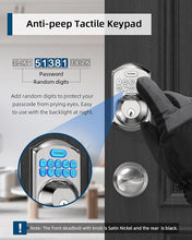 Load image into Gallery viewer, TEEHO TE002K Keyless Fingerprint Deadbolt Door Lock - Smart Lock with Handle and Keypad - Satin Nickel